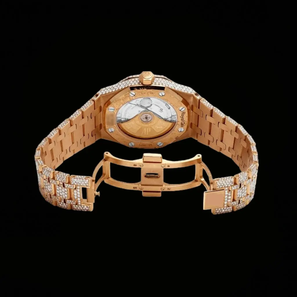 Custom made VVS moissanite Yellow Two Tone Watch - Image 3