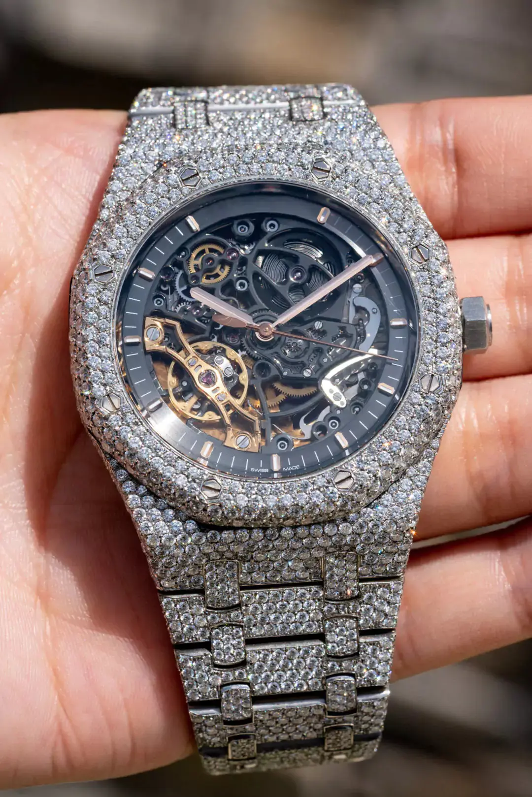 Custom Made VVS Skeleton Moissanite Iced Out Watch - Image 3