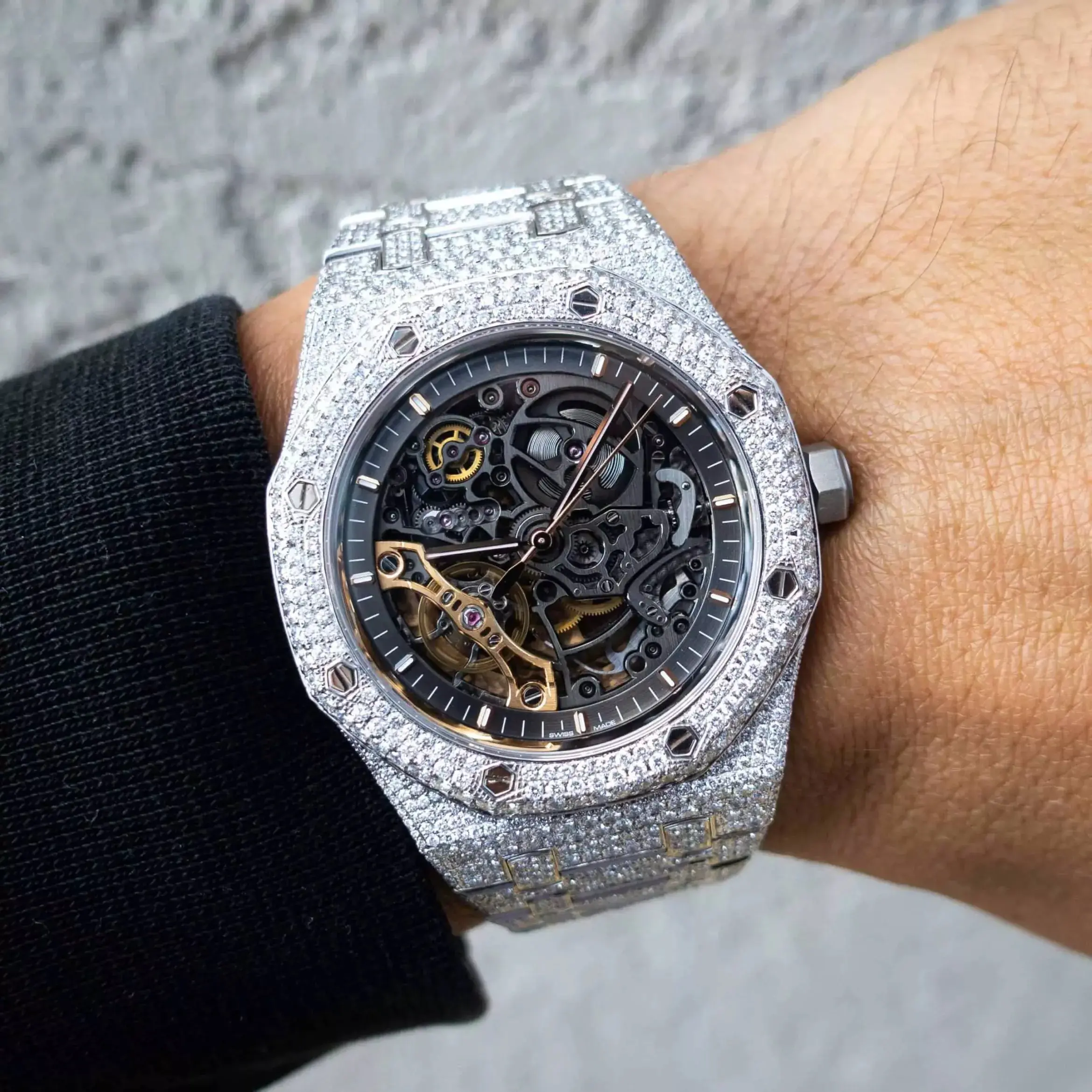 Custom Made VVS Skeleton Moissanite Iced Out Watch - Image 5