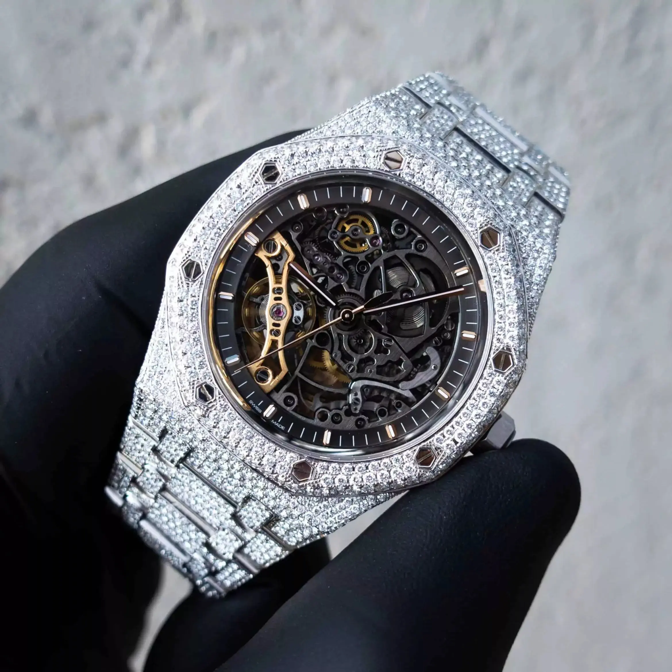 Custom Made VVS Skeleton Moissanite Iced Out Watch - Image 7
