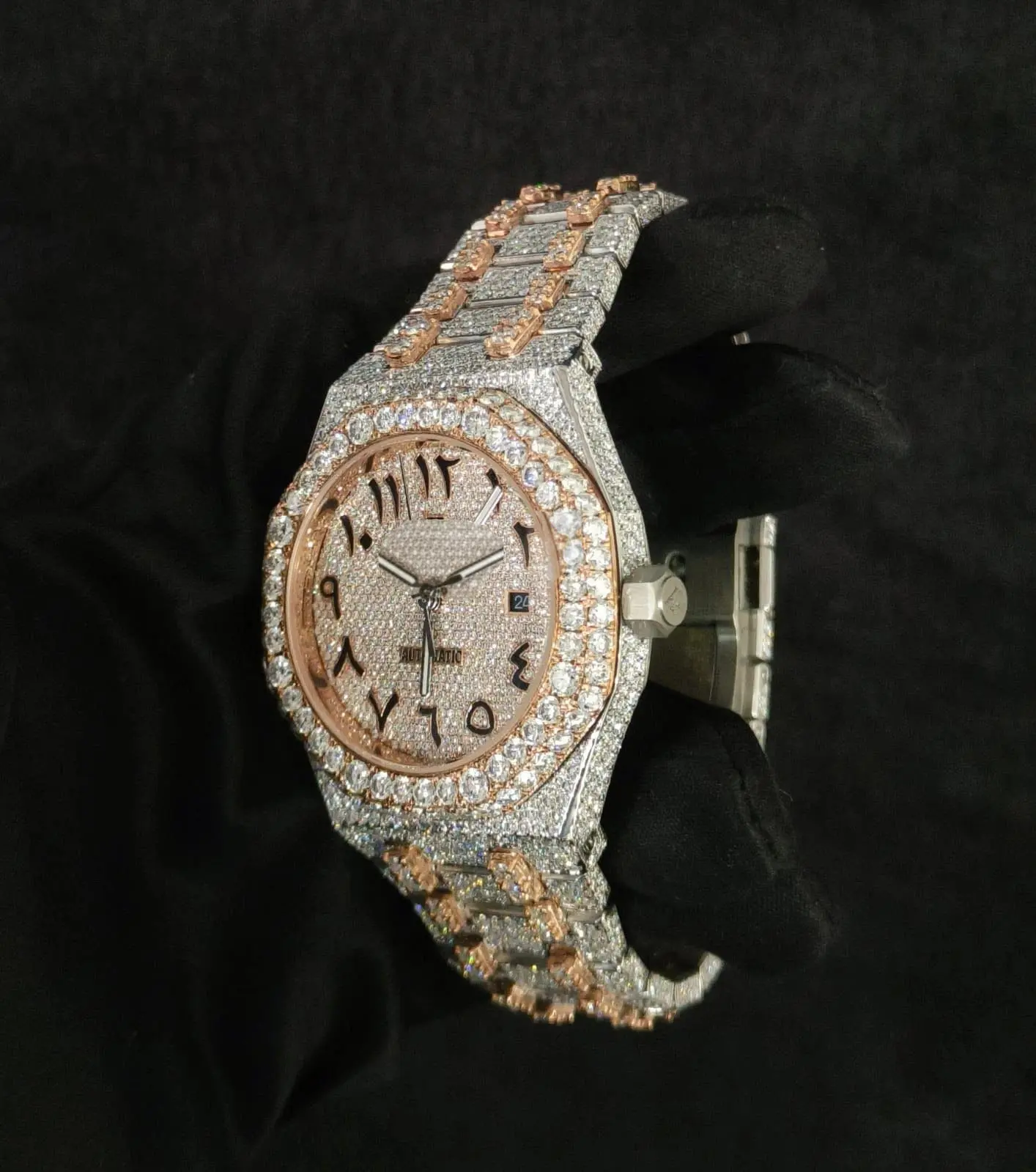 Arabic Dial Bustdown Moissanite Watch - Image 5