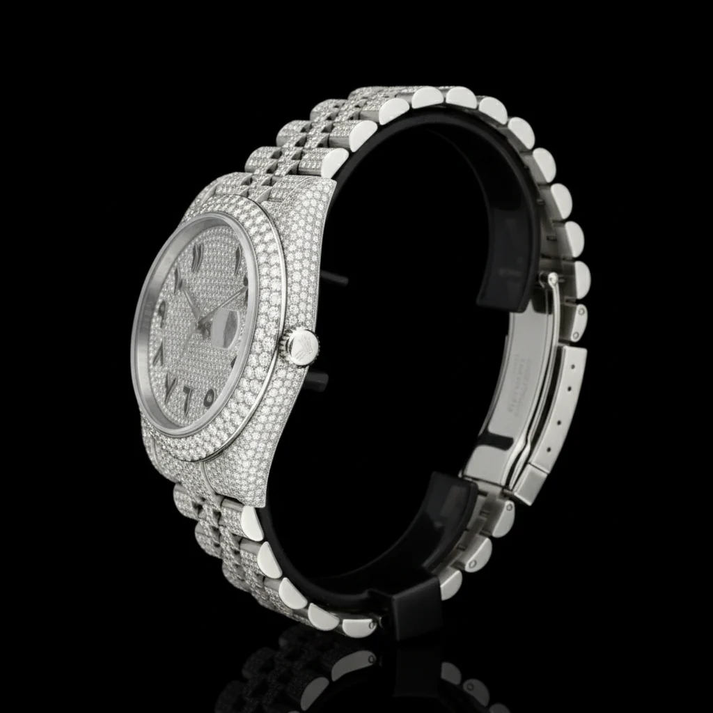 Custom Made VVS Moissanite Iced Out Arabic Watch - Image 5