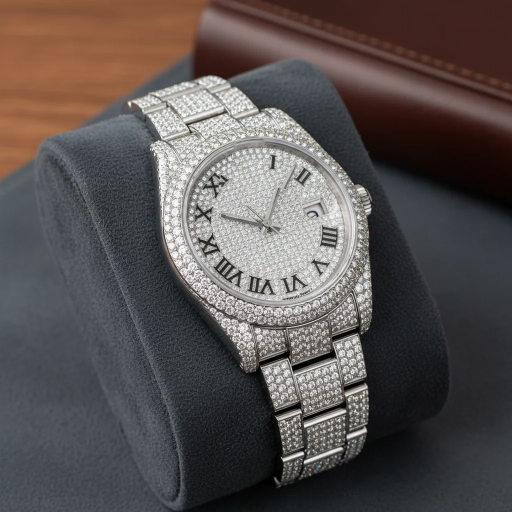Custom Made Vvs Luxury Iced Out Roman Dial Watch - Image 3