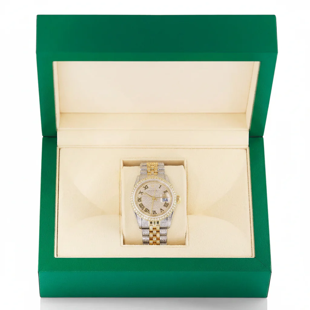Custom Made Two Tone Moissanite Watch - Image 5