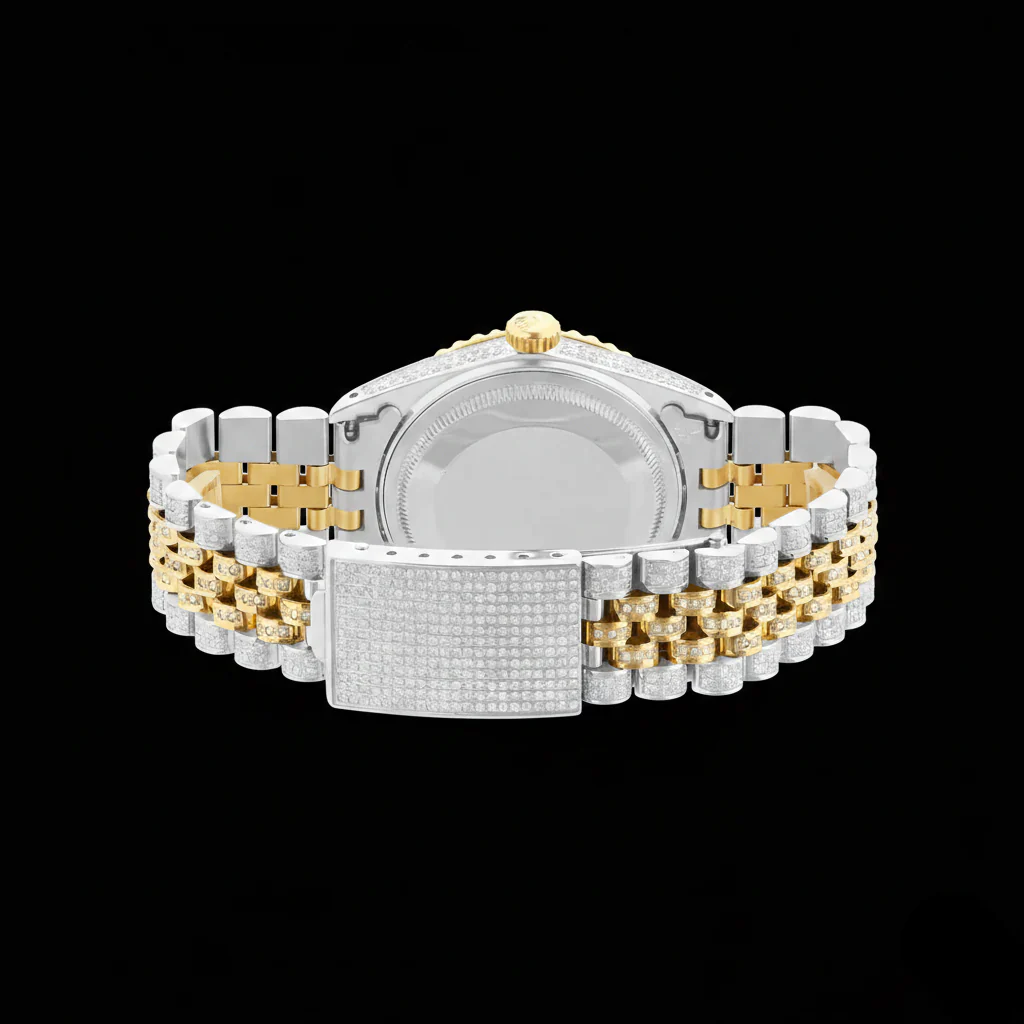 Custom Made Two Tone Moissanite Watch - Image 6