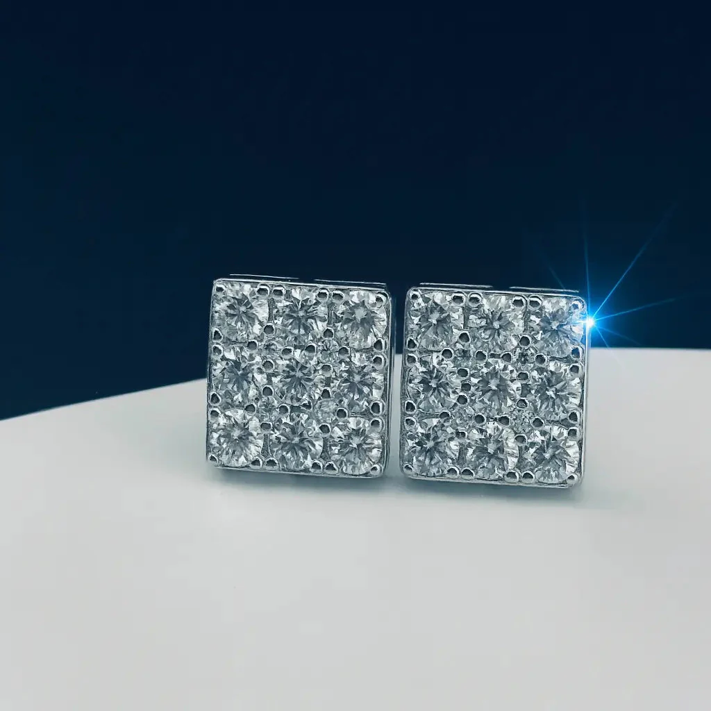 Luxury VVS Moissanite Square Stud Earrings - Image 3