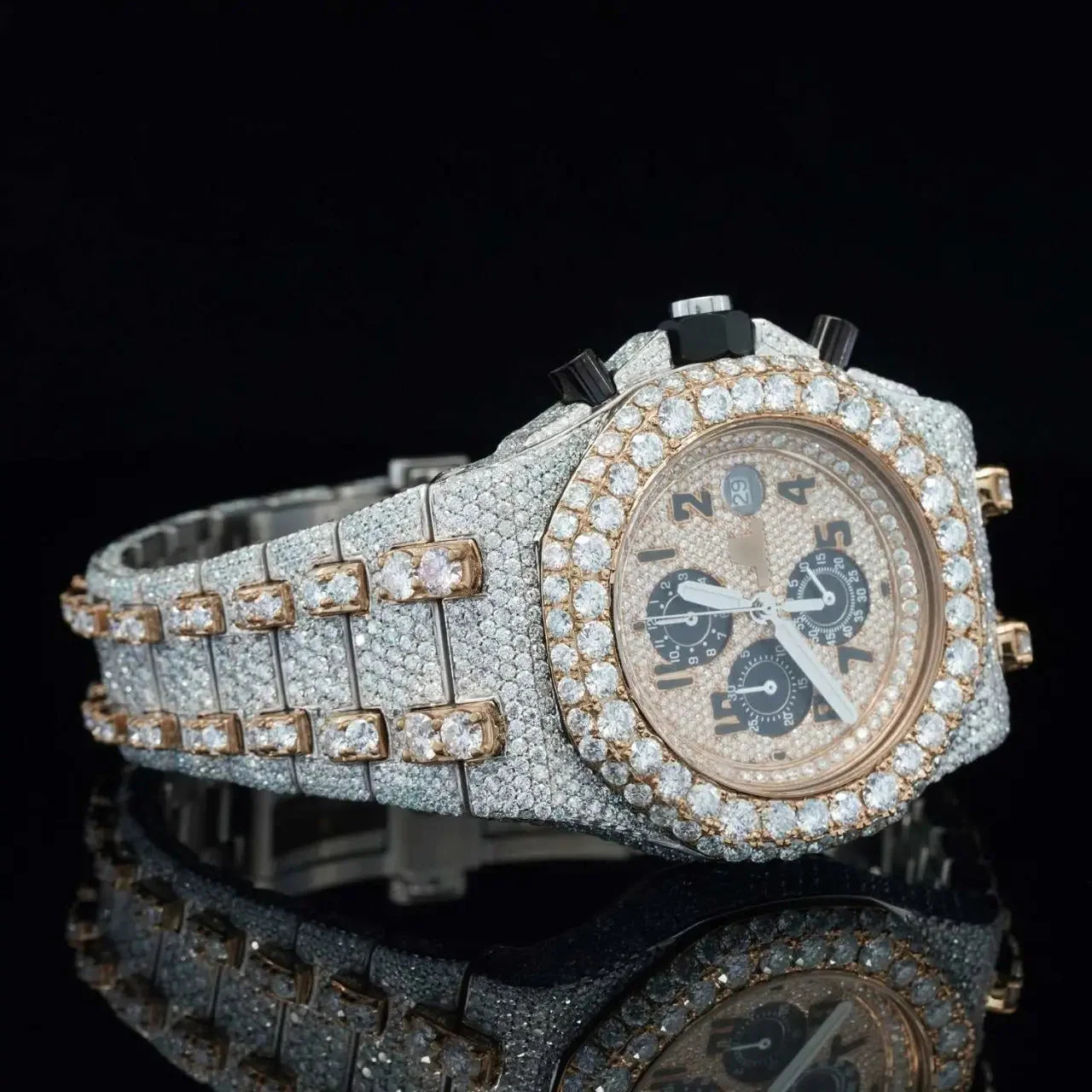 Two Tone Chronograph Moissanite Watch - Image 4