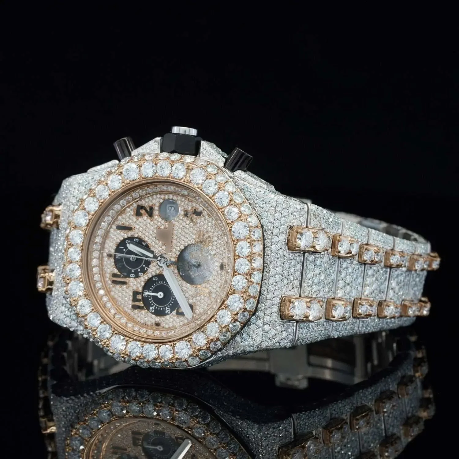 Two Tone Chronograph Moissanite Watch - Image 5