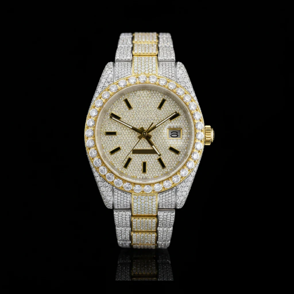 Custom Made VVS Two-Tone Yellow Moissanite Watch