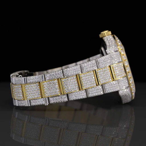 Custom Made VVS Two-Tone Yellow Moissanite Watch - Image 4