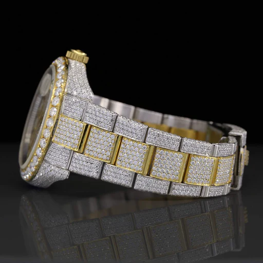 Custom Made VVS Two-Tone Yellow Moissanite Watch - Image 5