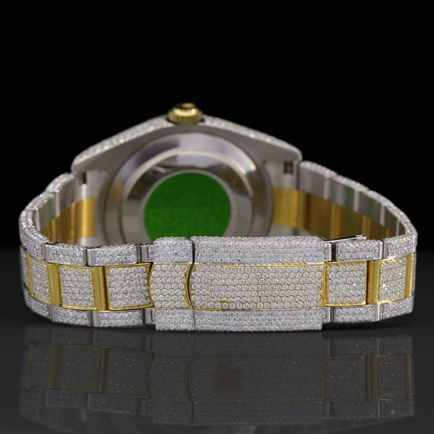 Custom Made VVS Two-Tone Yellow Moissanite Watch - Image 6